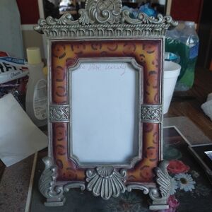 Ornate Silver and Orange Photo Frame